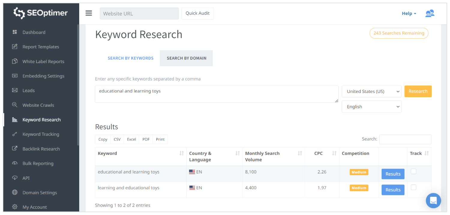 Keyword-Recherche-Tool